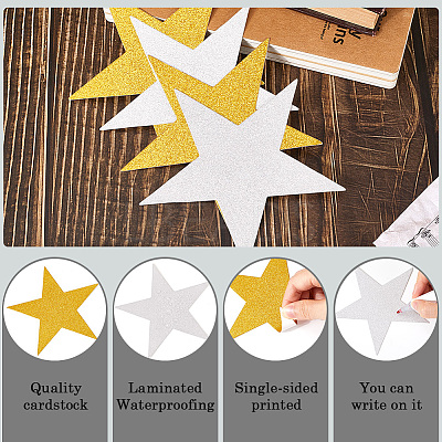 60Pcs 2 Colors Paper Glitter Star Wall Decoration AJEW-SP0001-18-1