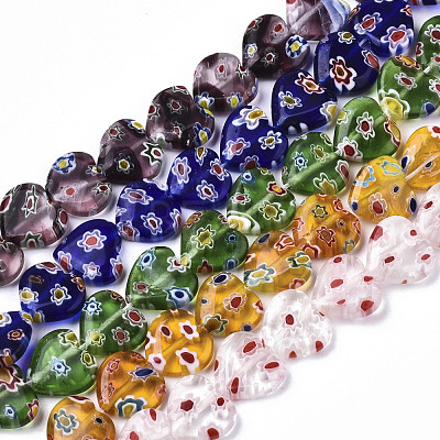 Handmade Millefiori Lampwork Beads Strands LAMP-N023-001-1