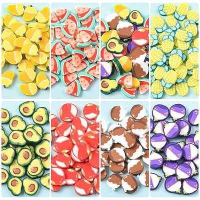 56G 8 Styles Handmade Polymer Clay Cabochons CLAY-FS0001-48-1