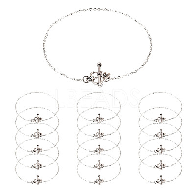 Brass Heart Link Chain Bracelets BJEW-TAC0027-1