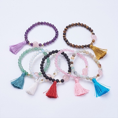 Tassel Charm Bracelets BJEW-P190-05-1