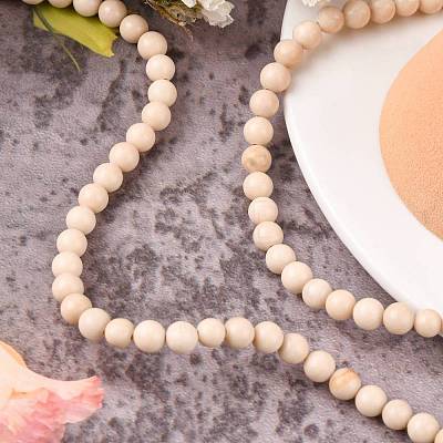 Natural Fossil Beads Strands X-G-E110-6mm-2-1