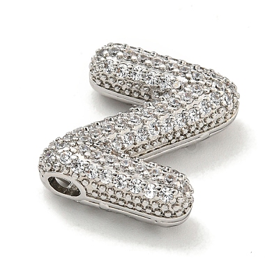 Platinum Plated Brass Micro Pave Cubic Zirconia Pendants KK-L073-001P-Z-1
