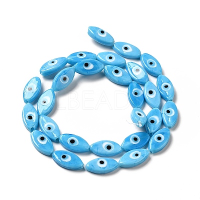 Handmade Evil Eye Lampwork Beads Strands LAMP-G154-06I-1