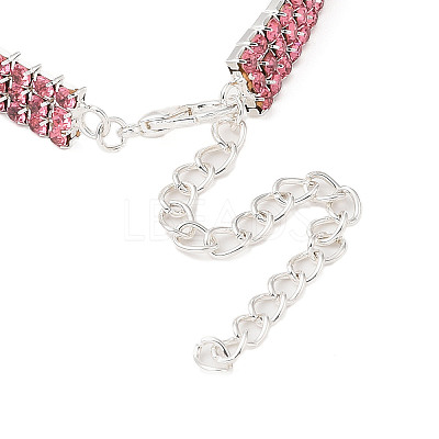 Adjustable 3-Row Iron Rhinestone Cup Chain Pet Collars LS-AJEW-A054-01E-1