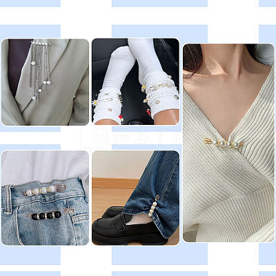 8Pcs 4 Styles Iron Rhinestone Safety Pins FIND-TA0008-81-1