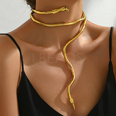 Iron Snake-Shaped Coil Choker Necklaces LS-NJ6393-1-1