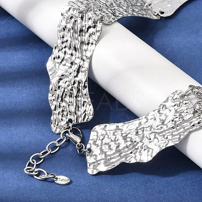 316L Surgical Stainless Steel Textured Link Chain Choker Necklaces SA-CBAB122-06P-1
