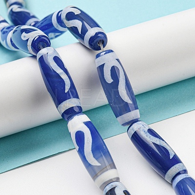 Blue Tibetan Style dZi Beads Strands TDZI-NH0001-B07-01-1