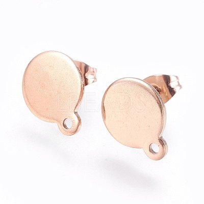 Ion Plating(IP) 304 Stainless Steel Stud Earring Findings STAS-G178-02RG-10mm-1