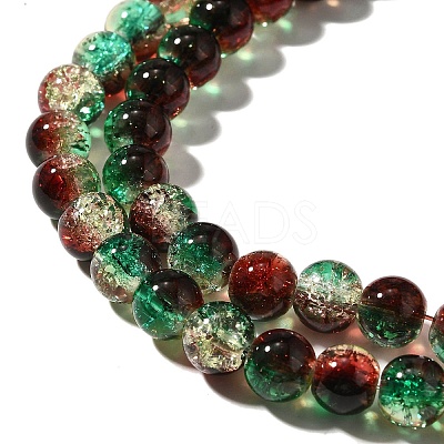 Christmas Theme Crackle Glass Beads Strands X1-CCG-C002-8mm-04-1