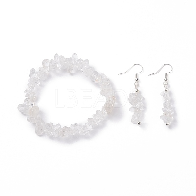 Natural Quartz Crystal Chips Beaded Jewelry Set SJEW-JS01232-05-1