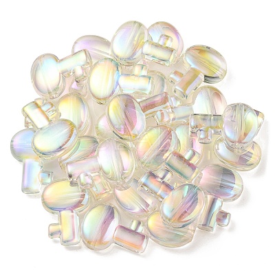 UV Plating Rainbow Iridescent Transparent Acrylic Beads OACR-C007-05C-1