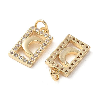 Brass Micro Pave Clear Cubic Zirconia Pendants KK-Q031-32G-01-1