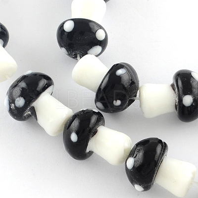 Mushroom Handmade Lampwork Beads Strands X-LAMP-R116-11-1