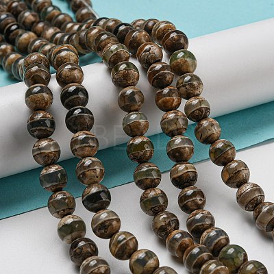 Tibetan Style dZi Beads Strands G-P526-D02-01-1
