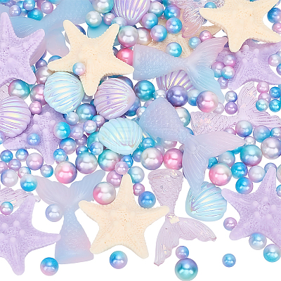 320Pcs 3 Styles Rainbow Acrylic Imitation Pearl Beads OACR-SP0002-30-1