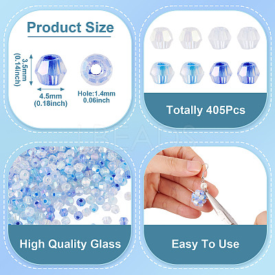 405Pcs Eletroplated Transparent Glass Beads GLAA-TA0003-66A-1