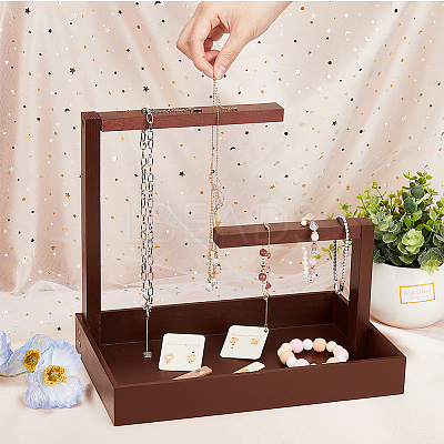Rectangle Wood Jewelry Display Stands ODIS-WH0329-34B-1