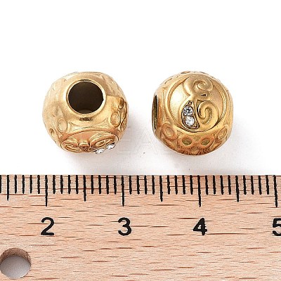 Ion Plating(IP) 304 Stainless Steel Rhinestone European Beads STAS-A092-10E-G-1