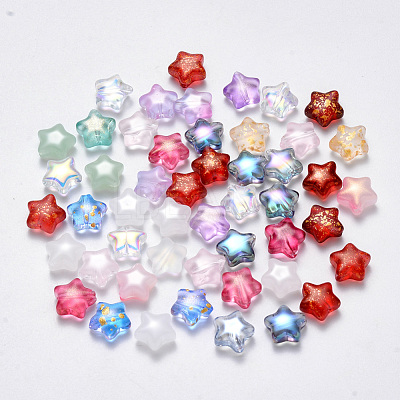 Spray Painted Glass Beads GLAA-R211-04-1