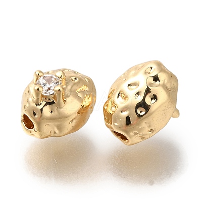 Brass Micro Pave Cubic Zirconia Beads KK-Q001-01G-1