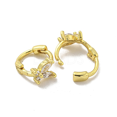 Brass Micro Pave Cubic Zirconia Hoop Earring EJEW-C088-01J-G-1