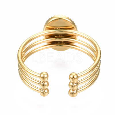 304 Stainless Steel Open Cuff Finger Ring Cabochon Settings X-STAS-T060-07G-1