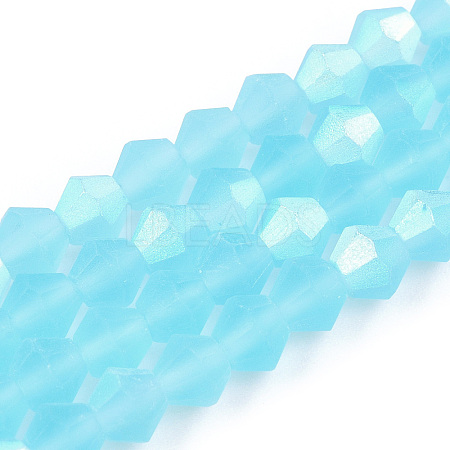 Imitate Austrian Crystal Bicone Frosted Glass Beads Strands GLAA-F029-TM4mm-A20-1