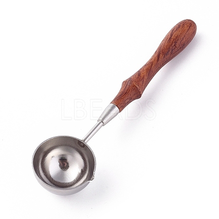 Wooden Handle Wax Sealing Stamp Melting Spoon AJEW-WH0021-64-1