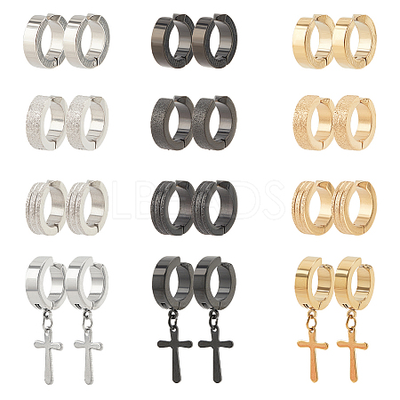 24Pcs 12 Style 204 Stainless Steel Clip-on Earrings EJEW-AN0003-44-1