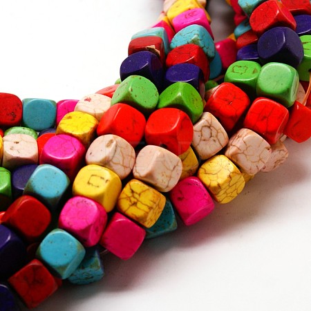 Cube Synthetic Turquoise Beads Strands TURQ-I010-21-1