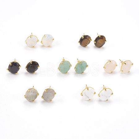 Natural & Synthetic Gemstone Stud Earrings EJEW-L196-04-1