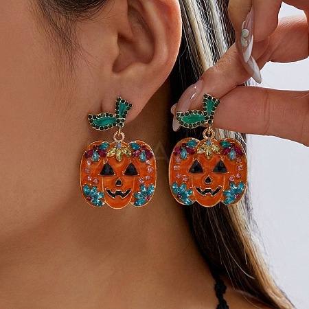 Halloween Alloy & Rhinestone & Enamel Stud Earrings WG0B8D6-01-1
