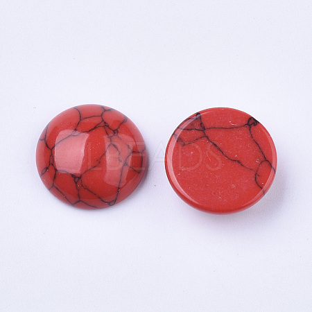 Dyed Synthetic Turquoise Flat Back Dome Cabochons TURQ-Q102-01J-1