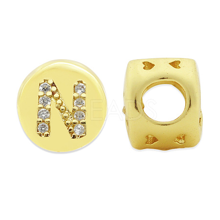 Brass Micro Pave Clear Cubic Zirconia Beads KK-T030-LA843-NX3-1