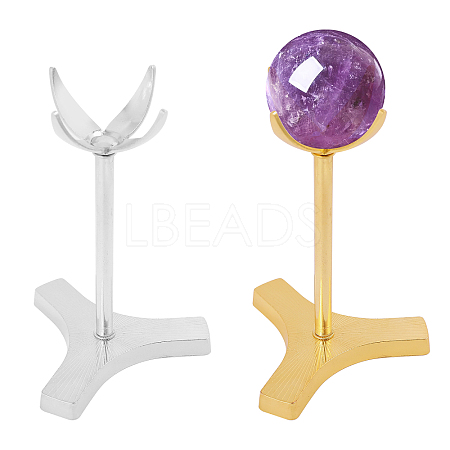 2 Sets 2 Colors Alloy & Iron Crystal Ball Holders ODIS-CA0001-27-1