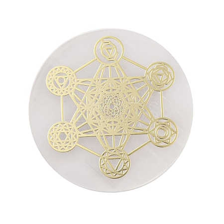 Flat Round Natural Selenite Slice Coasters DJEW-C015-02C-1