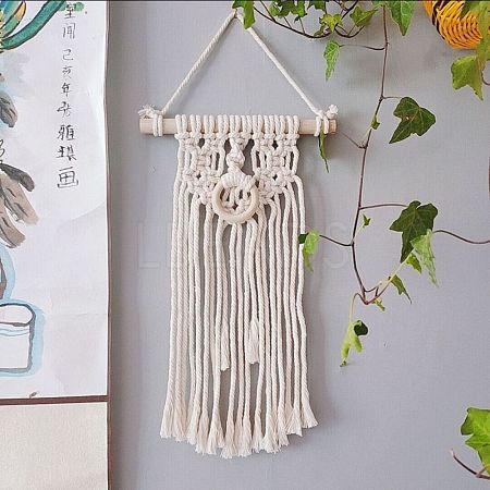 Cotton Cord Macrame Woven Wall Hanging HJEW-C010-05-1