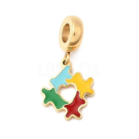 304 Stainless Steel Colorful Enamel European Dangle Charms STAS-D153-01A-G-1