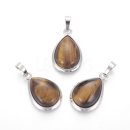 Natural Tiger Eye Pendants G-L512-C10-1