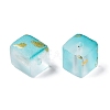 Frosted Glass Beads with Golden Glitter Powder DGLA-NH001-8mm-01C-2