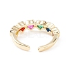 Colorful Cubic Zirconia Heart Cuff Ring KK-D067-30G-RS-4