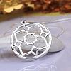Silver Plated Brass Flat Round Pendant Necklaces NJEW-BB08235-4