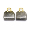 Natural Labradorite Brass Pendants KK-E274-01G-04-2