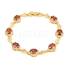 Brass Pave Cubic Zirconia Heart Flower Link Chain Bracelets for Women KK-CBA68DA-13G-01-5