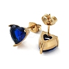 6 Pair 2 Color Heart Cubic Zirconia Stud Earrings EJEW-A024-15B-4