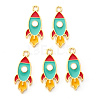 Light Gold Plated Alloy Enamel Pendants X-ENAM-R136-28-1