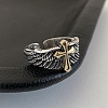 Wing with Cross Alloy Open Cuff Ring PW-WG44085-01-3