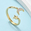 Brass Shell Cuff Rings for Women RJEW-C126-14G-1